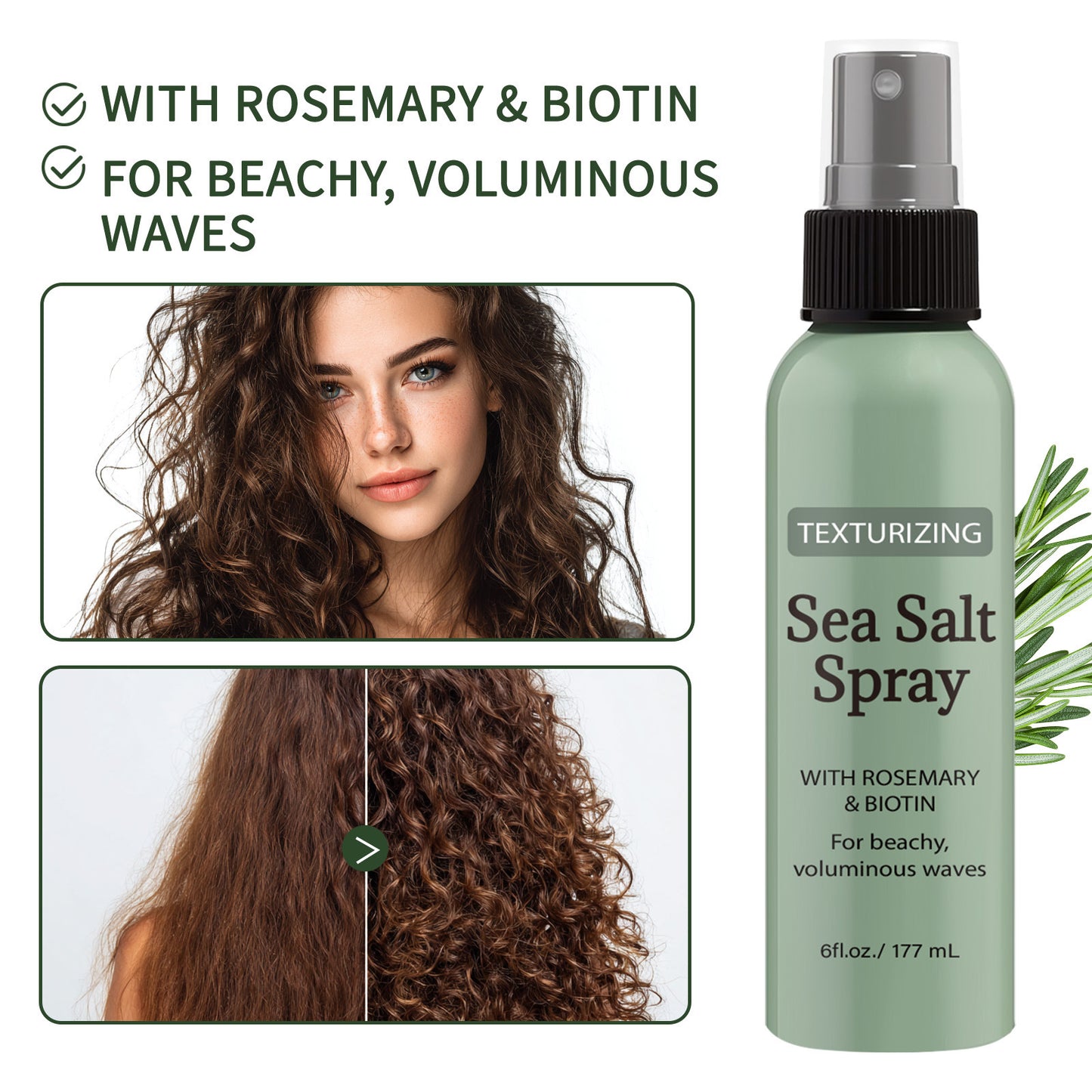 Rosemary Moisturizing Fluffy Stereotype Modeling Care Sea Salt Hair Care Spray